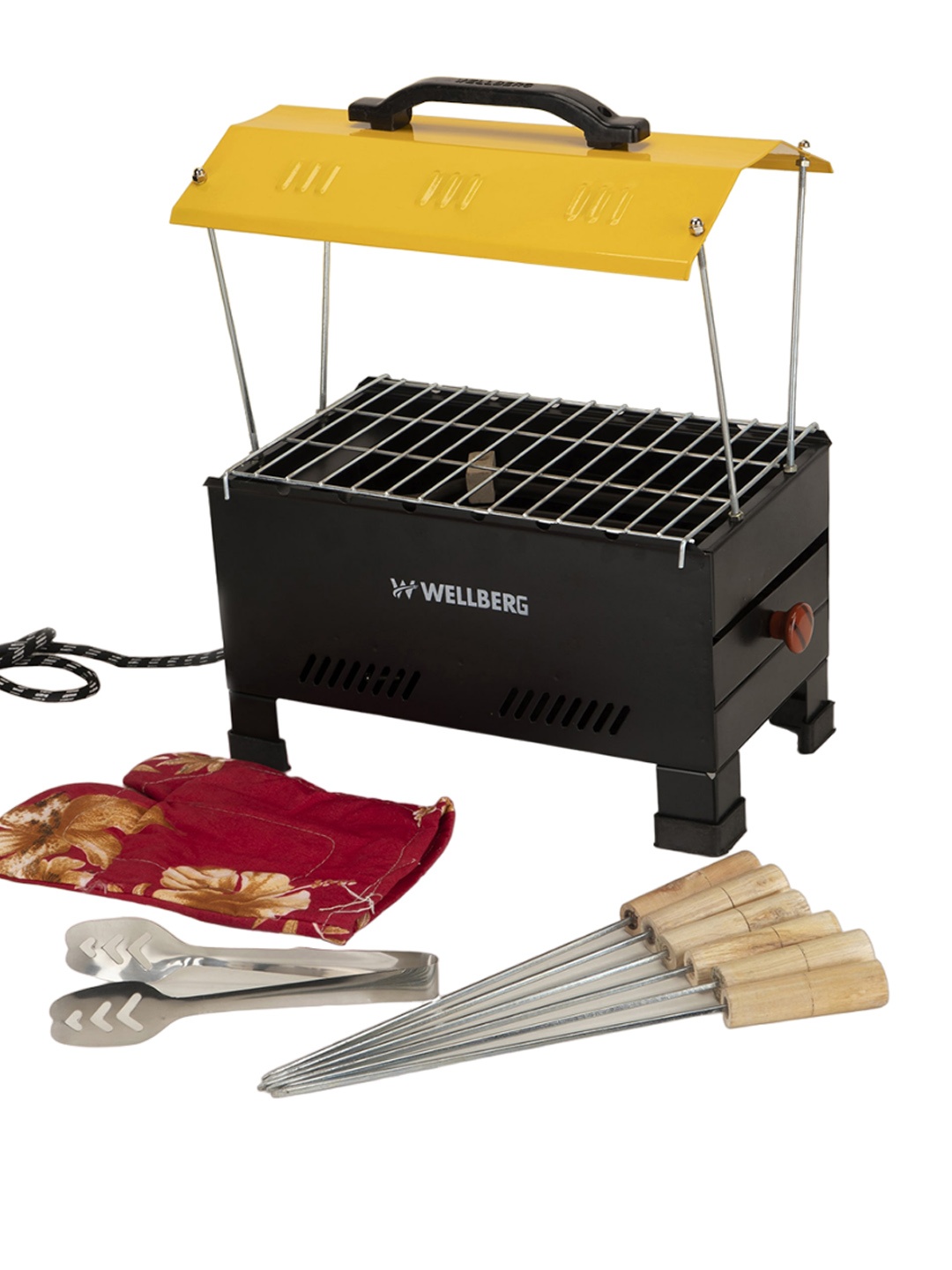 

WELLBERG Yellow & Black 2 In 1 Electric Barbecue Grill