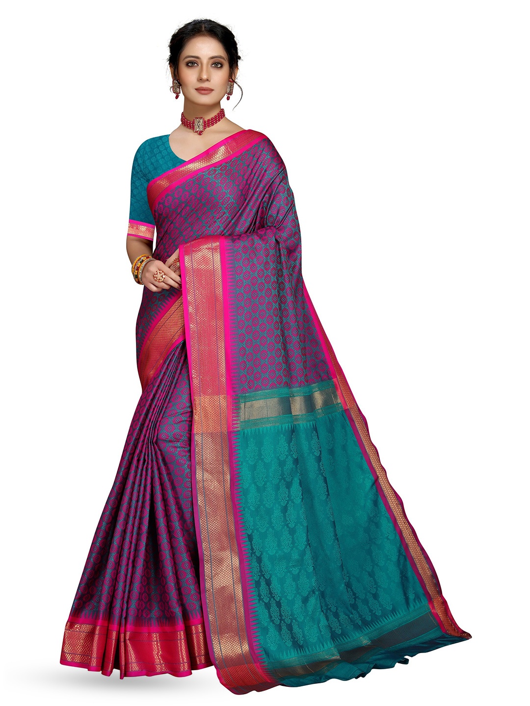 

VEDANT VASTRAM Woven Design Zari Designer Banarasi Saree, Teal