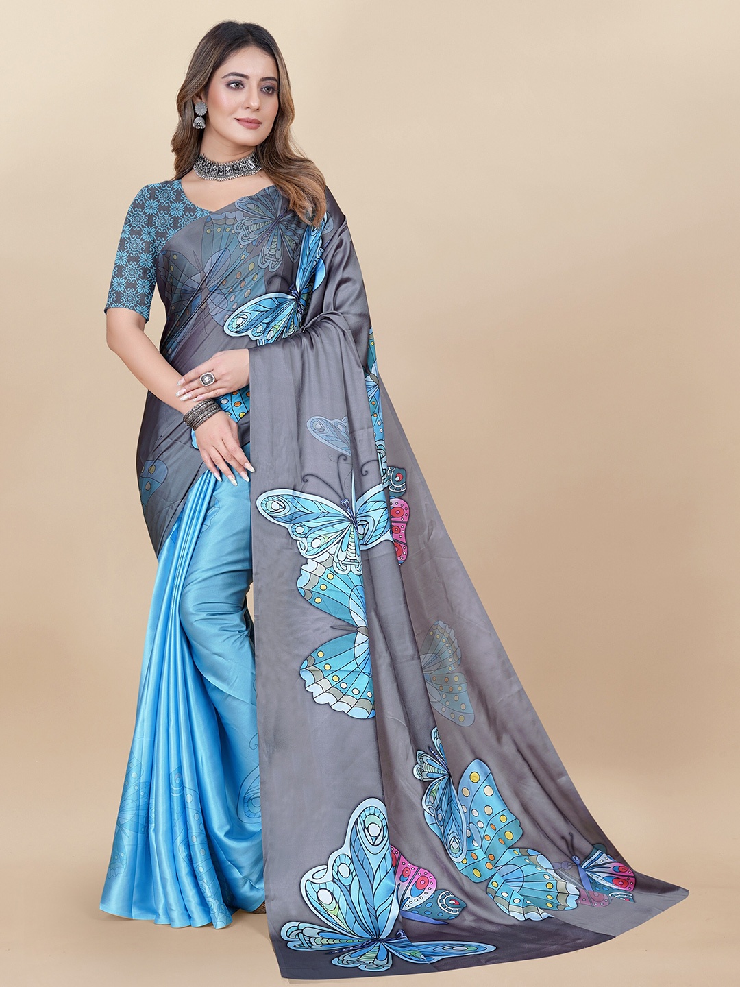 

VEDANT VASTRAM Ethnic Motifs Saree, Turquoise blue