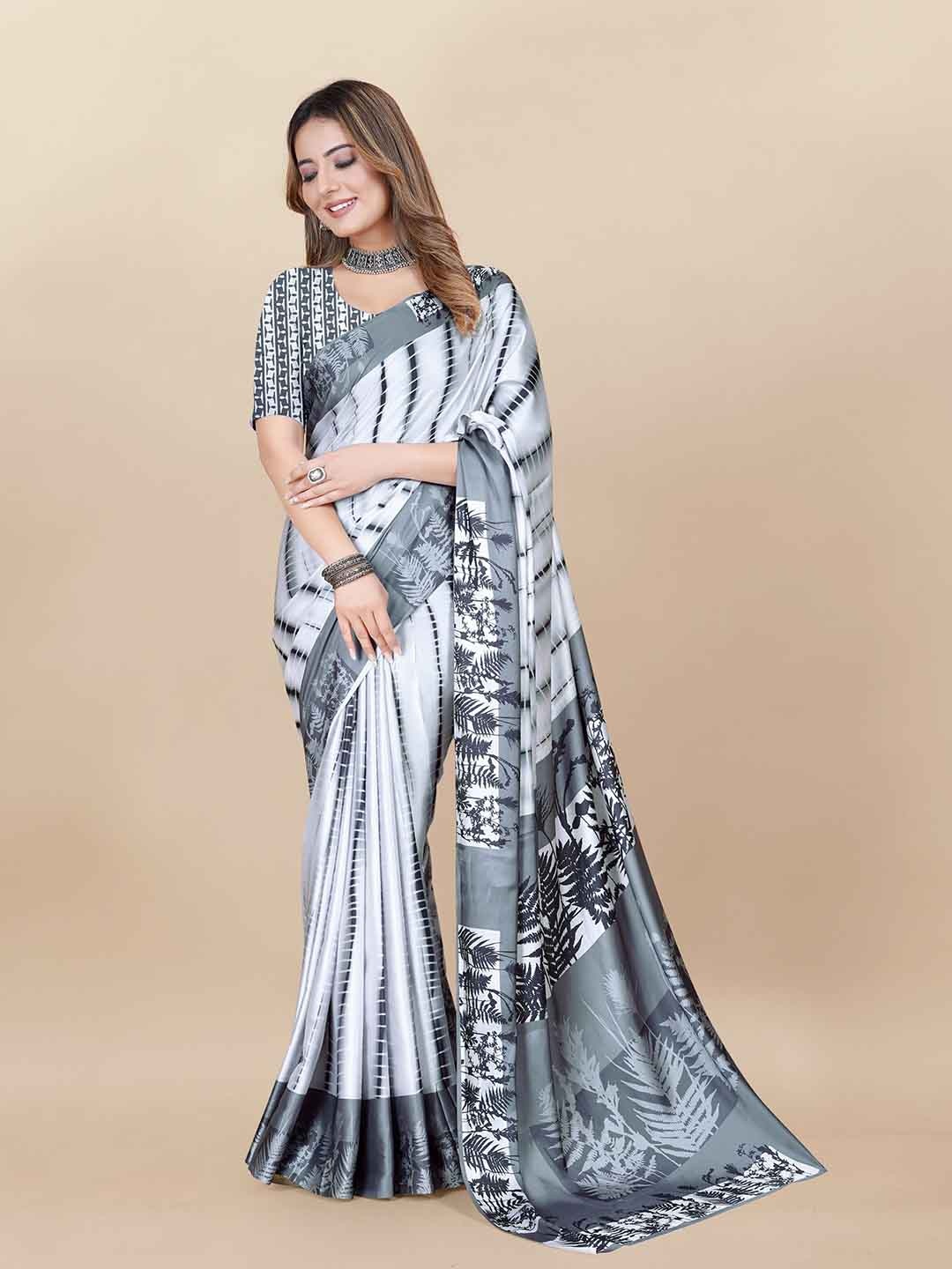 

VEDANT VASTRAM Abstract Printed Saree, White
