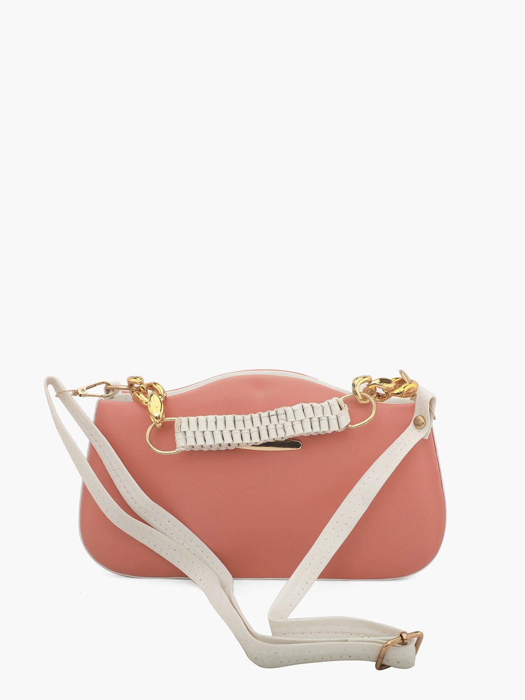 

gaura pakhi Striped Oversized Bowling Handheld Bag with Bow Detail, Peach