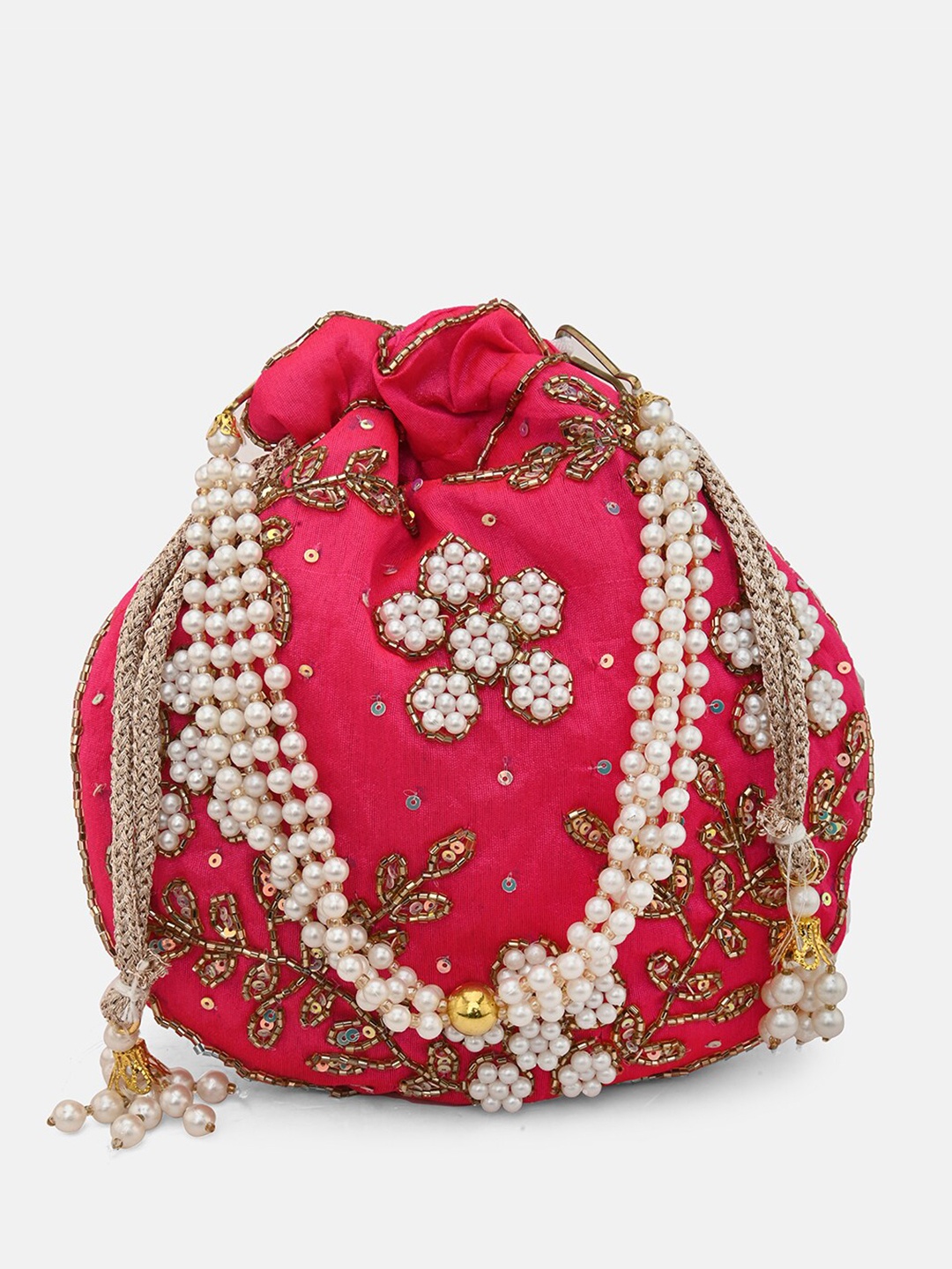 

gaura pakhi Embroidered Potli Clutch, Pink
