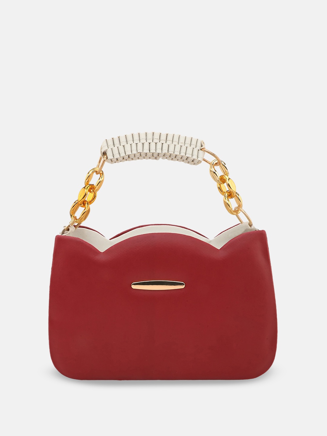 

gaura pakhi Colourblocked Structured Handheld Bag, Maroon