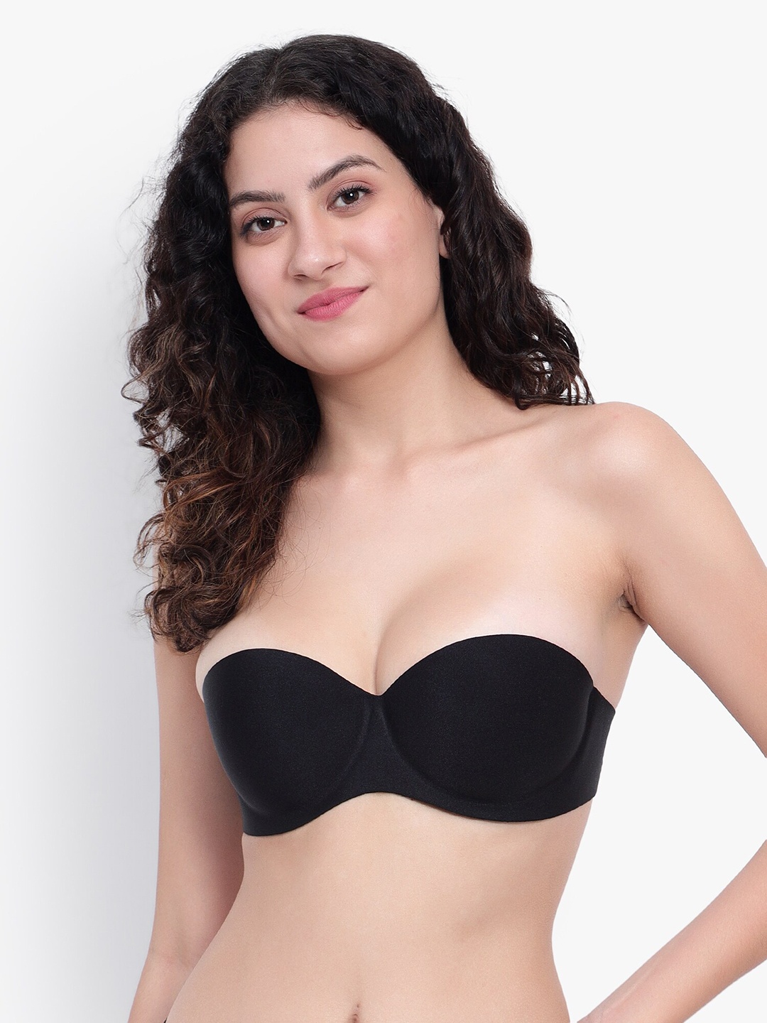 

BRACHY Half Coverage Heavily Padded Bandeau Bra With All Day Comfort, Black
