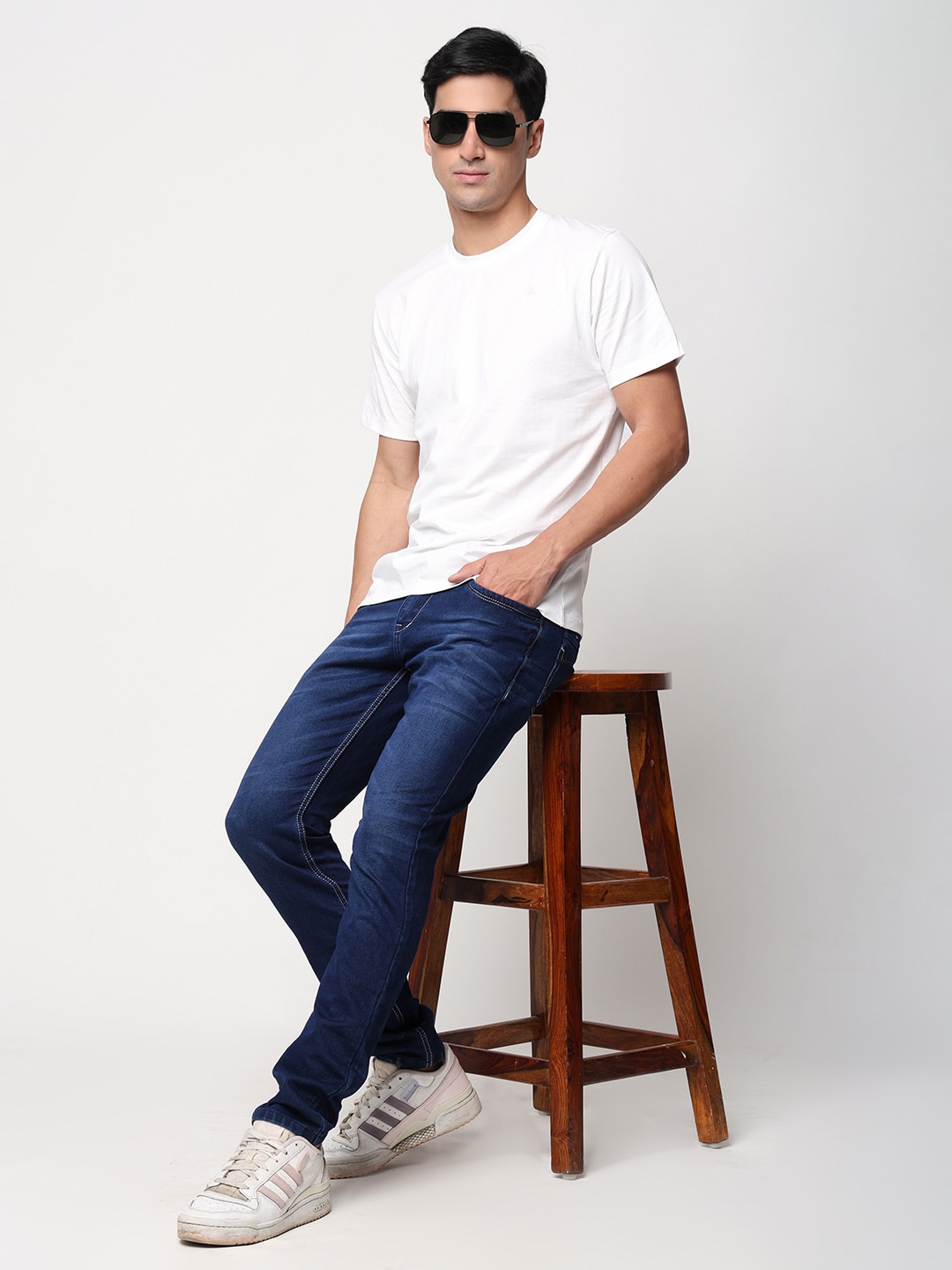 STATUS MANTRA Round Neck Pure Cotton T-shirt, White