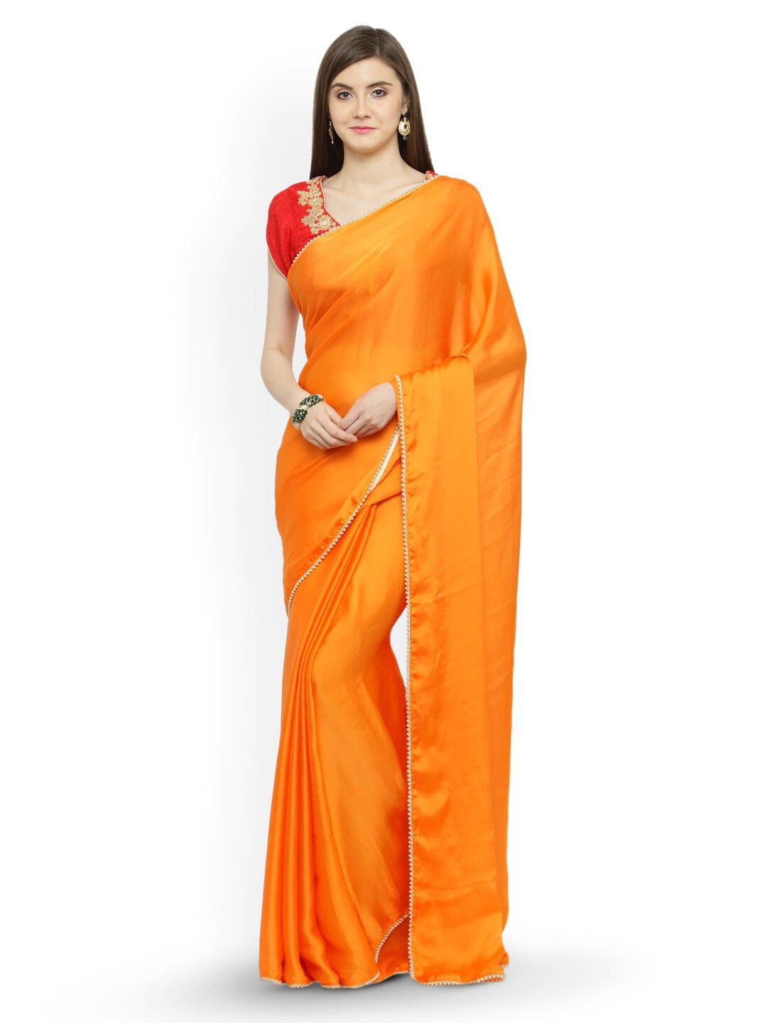 

Shaily Satin Saree, Orange
