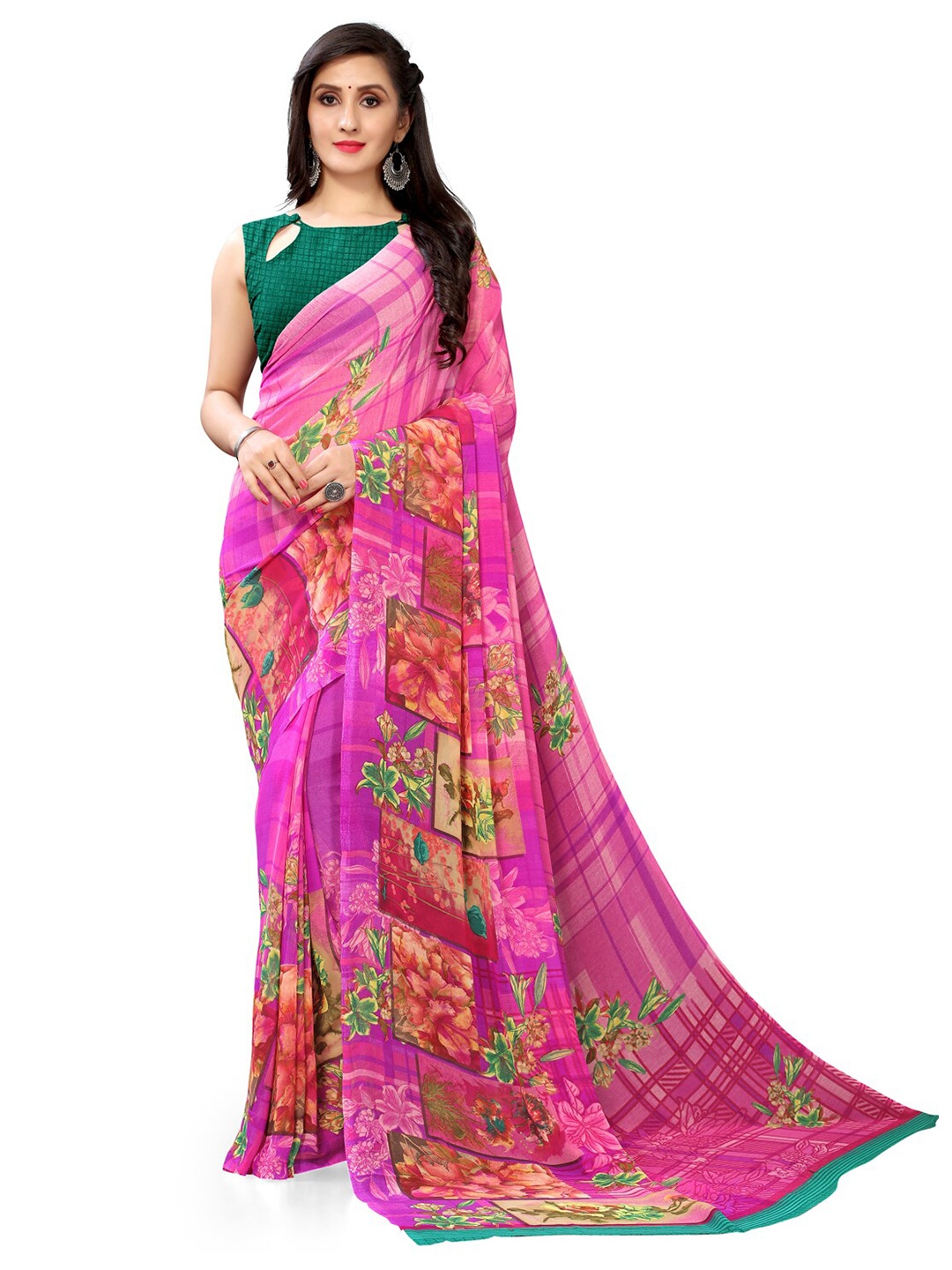 

Shaily Floral Printed Saree, Pink