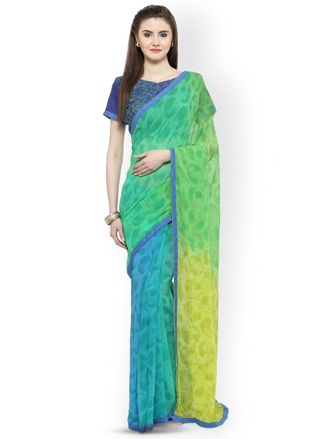 

Shaily Blue Abstract Printed Saree