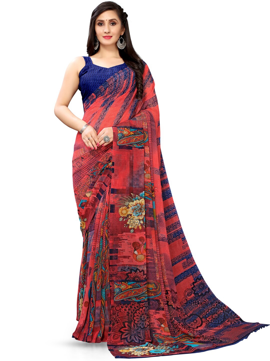 

Shaily Floral Printed Saree, Pink