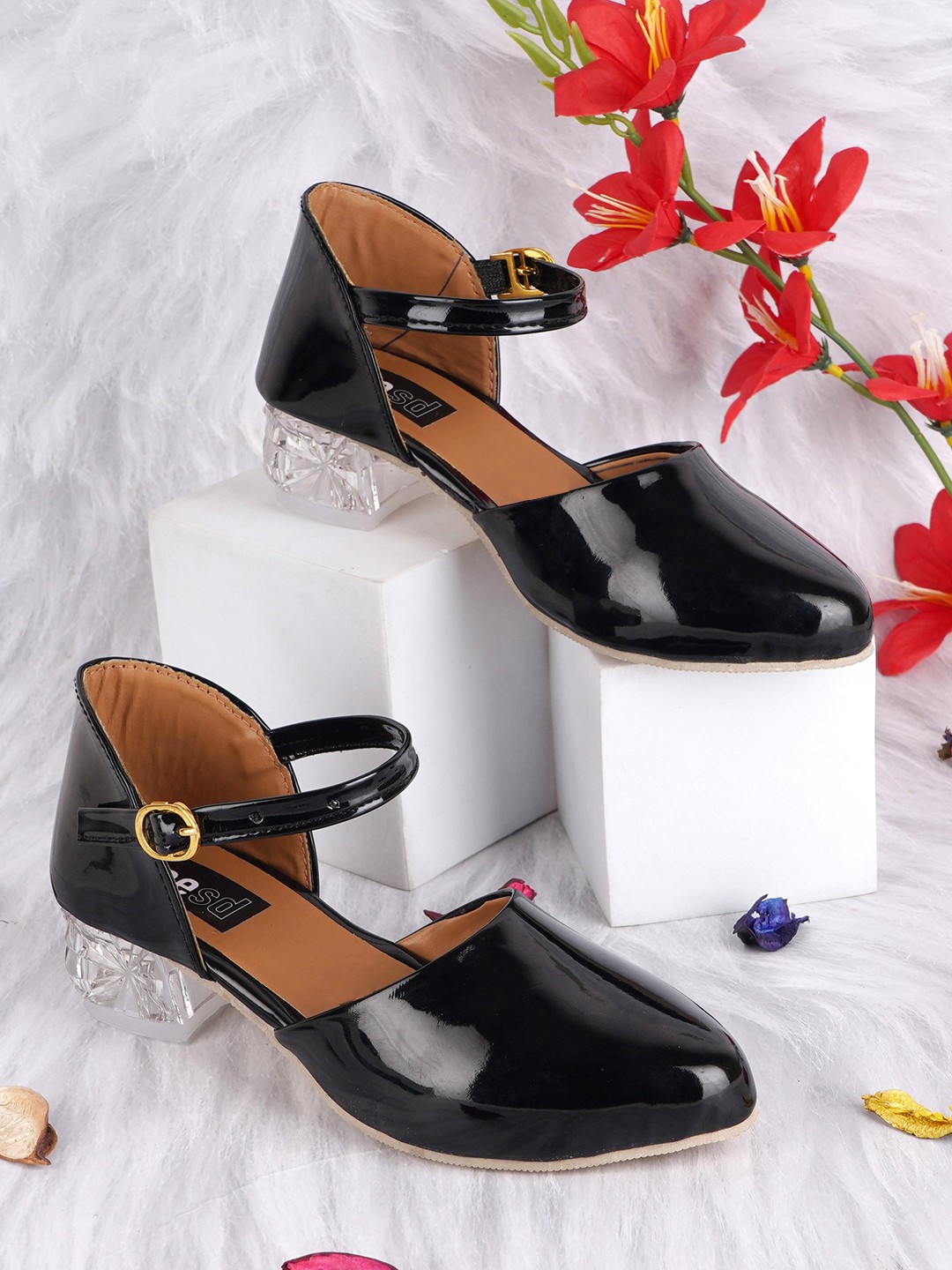 

BAESD Girls Buckle Detailed Block Heels, Black