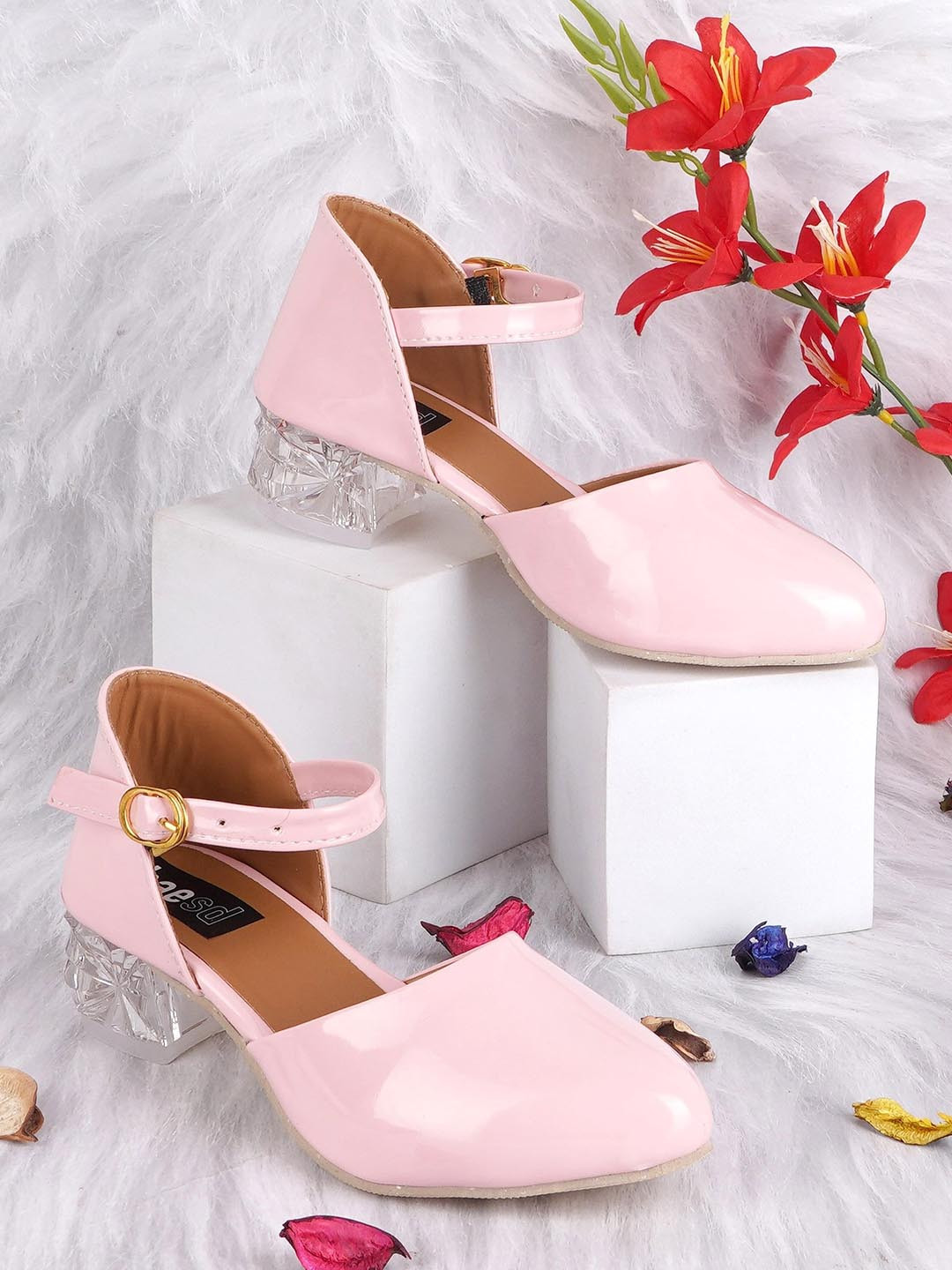 

BAESD Girls Buckle Detailed Block Heels, Pink