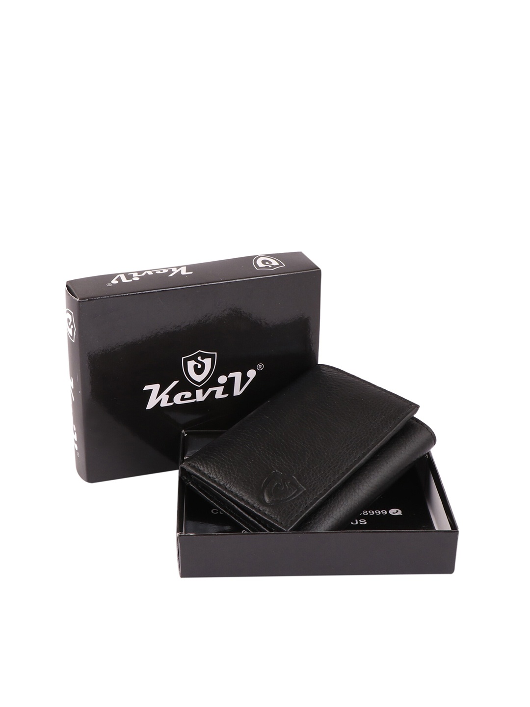 

Keviv Men Leather Three Fold Wallet, Black