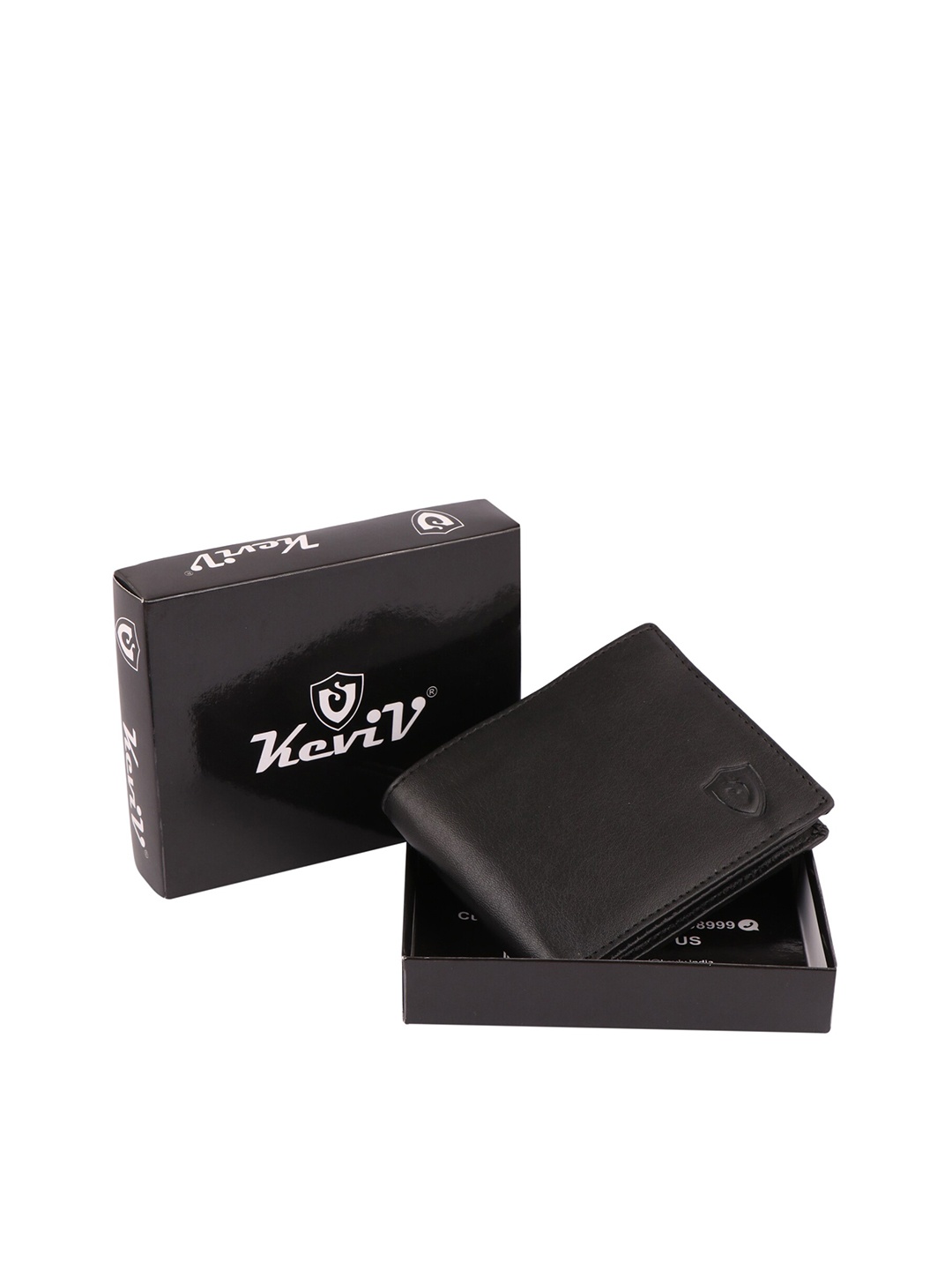 

Keviv Men Leather Two Fold Wallet, Black
