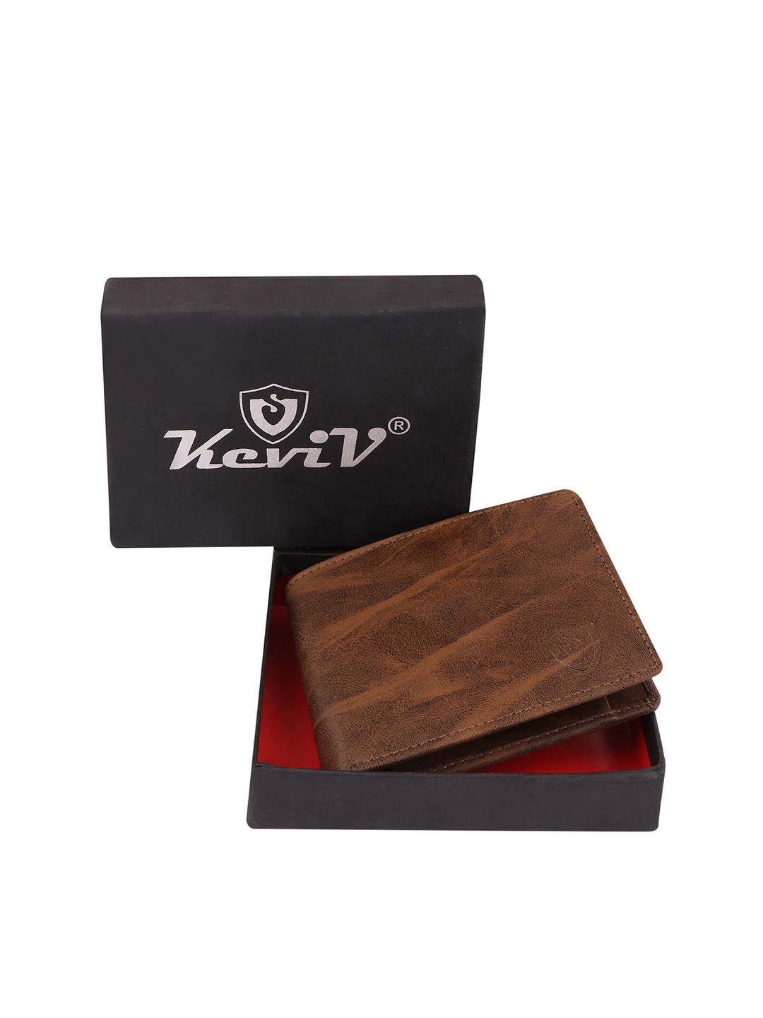 

Keviv Men Textured RFID Leather Two Fold Wallet, Brown