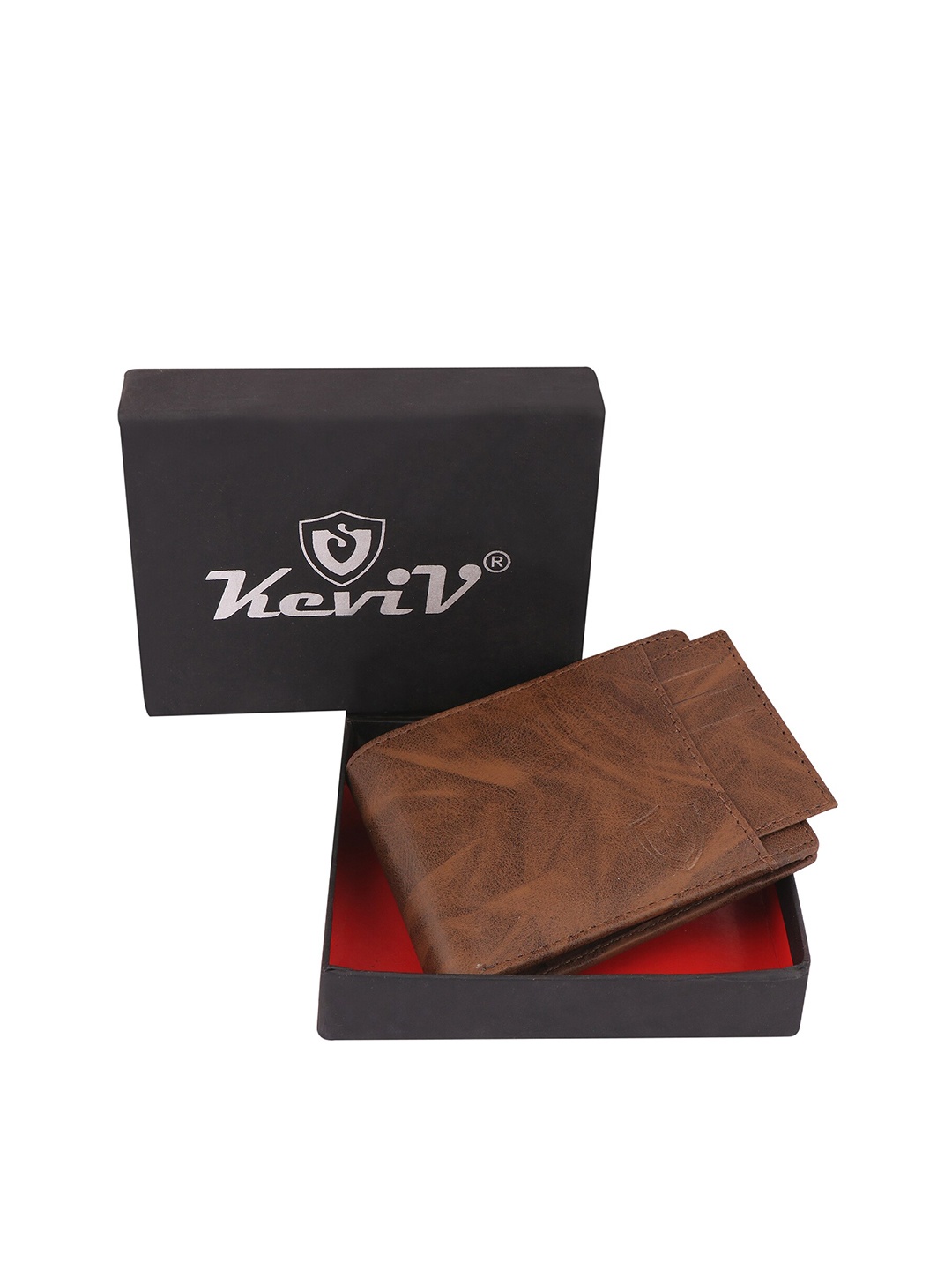 

Keviv Men Textured Leather Two Fold Wallet, Brown