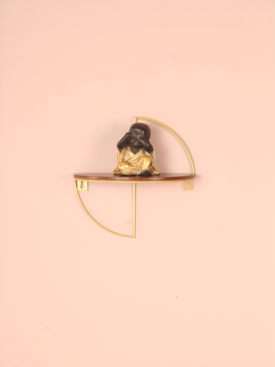 

Claymint Brown & Gold Toned Metal Half Circle Wall Shelf