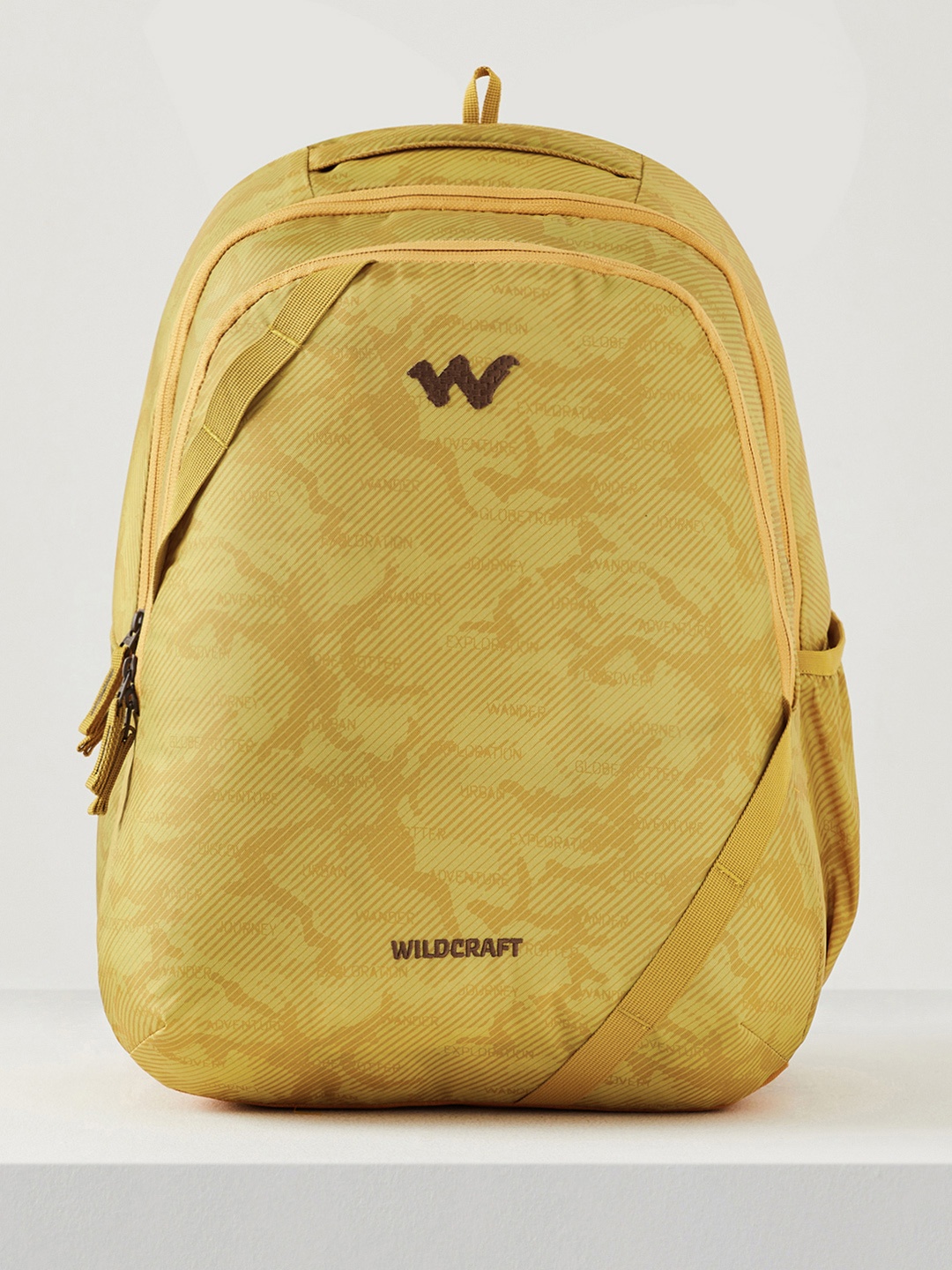 

Wildcraft Unisex Typography Printed Backpack with Rain Cover -Up to 18 inch, Yellow