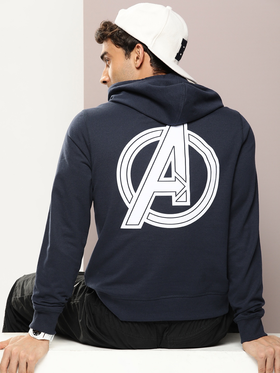 

Kook N Keech Men Avengers Printed Hooded Sweatshirt, Navy blue