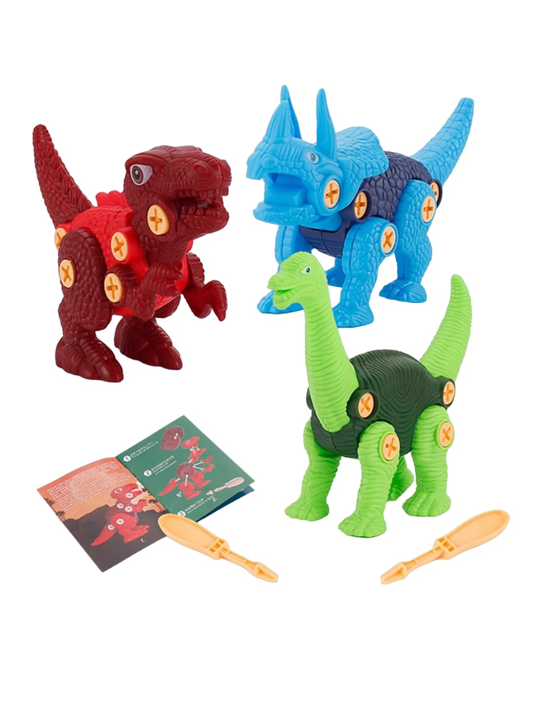 

OPINA Kids Set Of 3 Dianosor With Screwdriver Learning Toy, Green