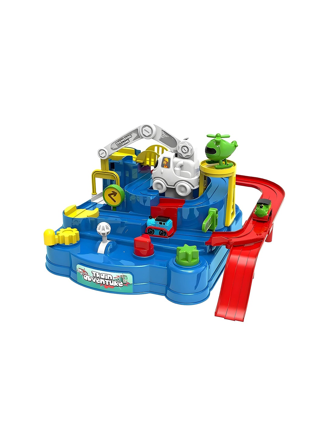 

OPINA Kids Manual Race Track With 4 Cars, Blue