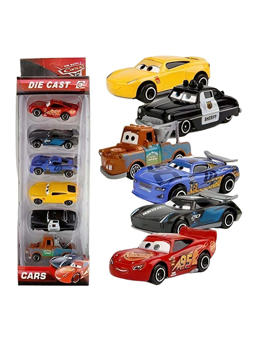 

OPINA Kids Set of 6 Metal Free Wheel Die Cast Cars, Red