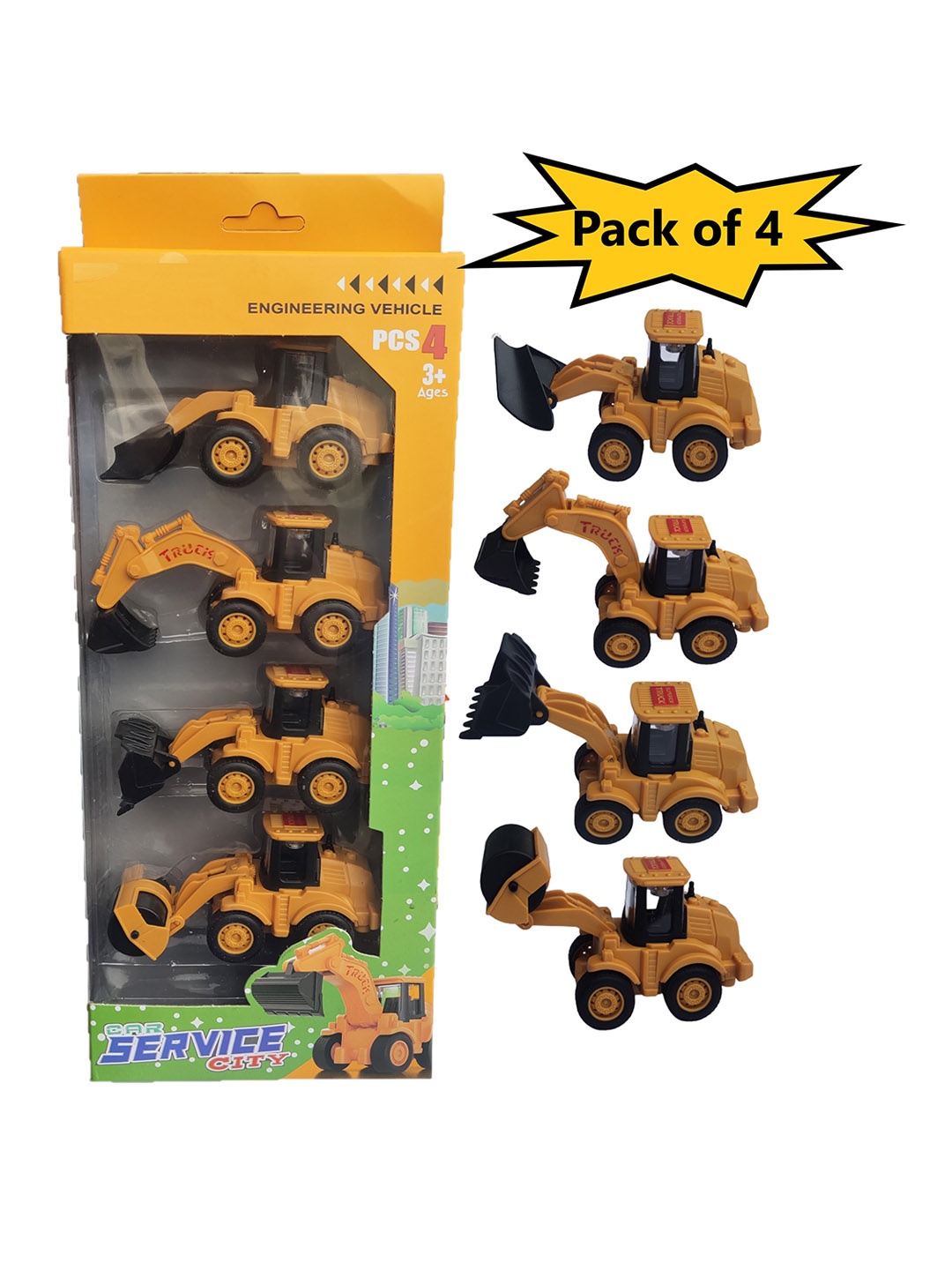 

OPINA Kids Pack Of 4 Construction Vehicles, Orange