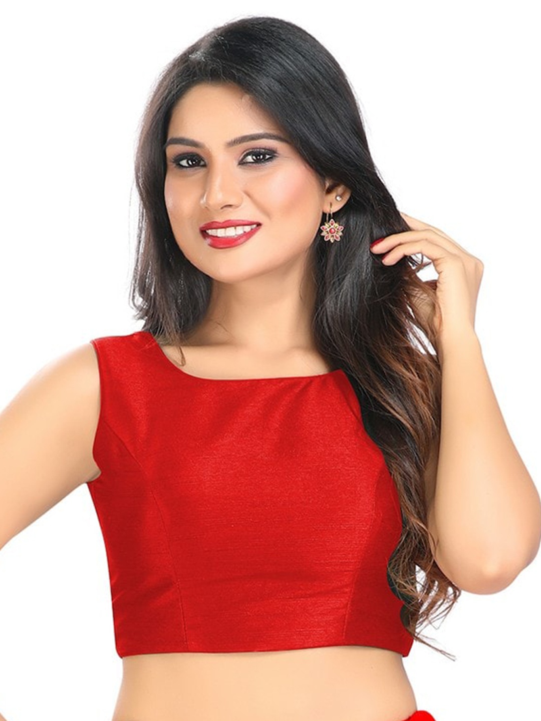 

SALWAR STUDIO Silk Saree Blouse, Red
