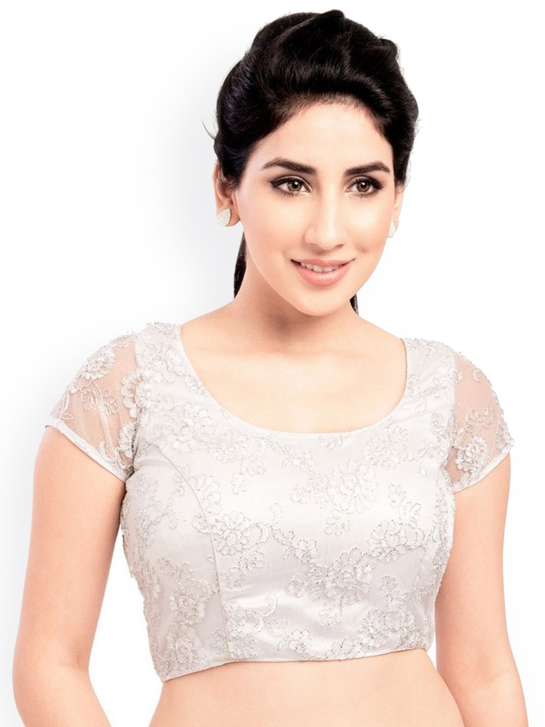 

SALWAR STUDIO Embellished Saree Blouse, Silver