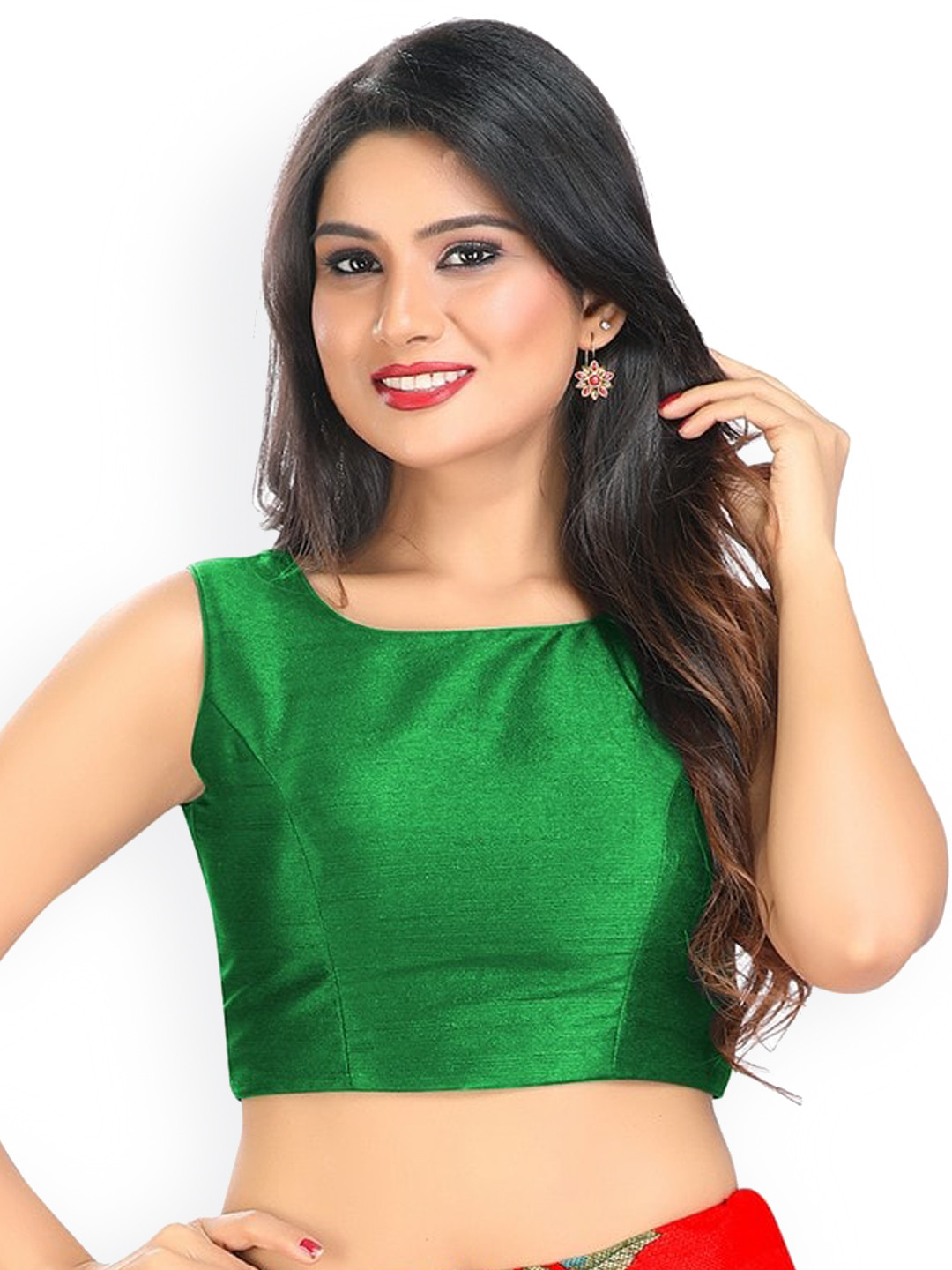 

SALWAR STUDIO Silk Saree Blouse, Green