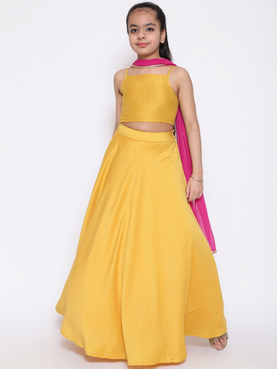 

Aks Kids Girls Ready To Wear Lehenga Choli With Dupatta, Yellow