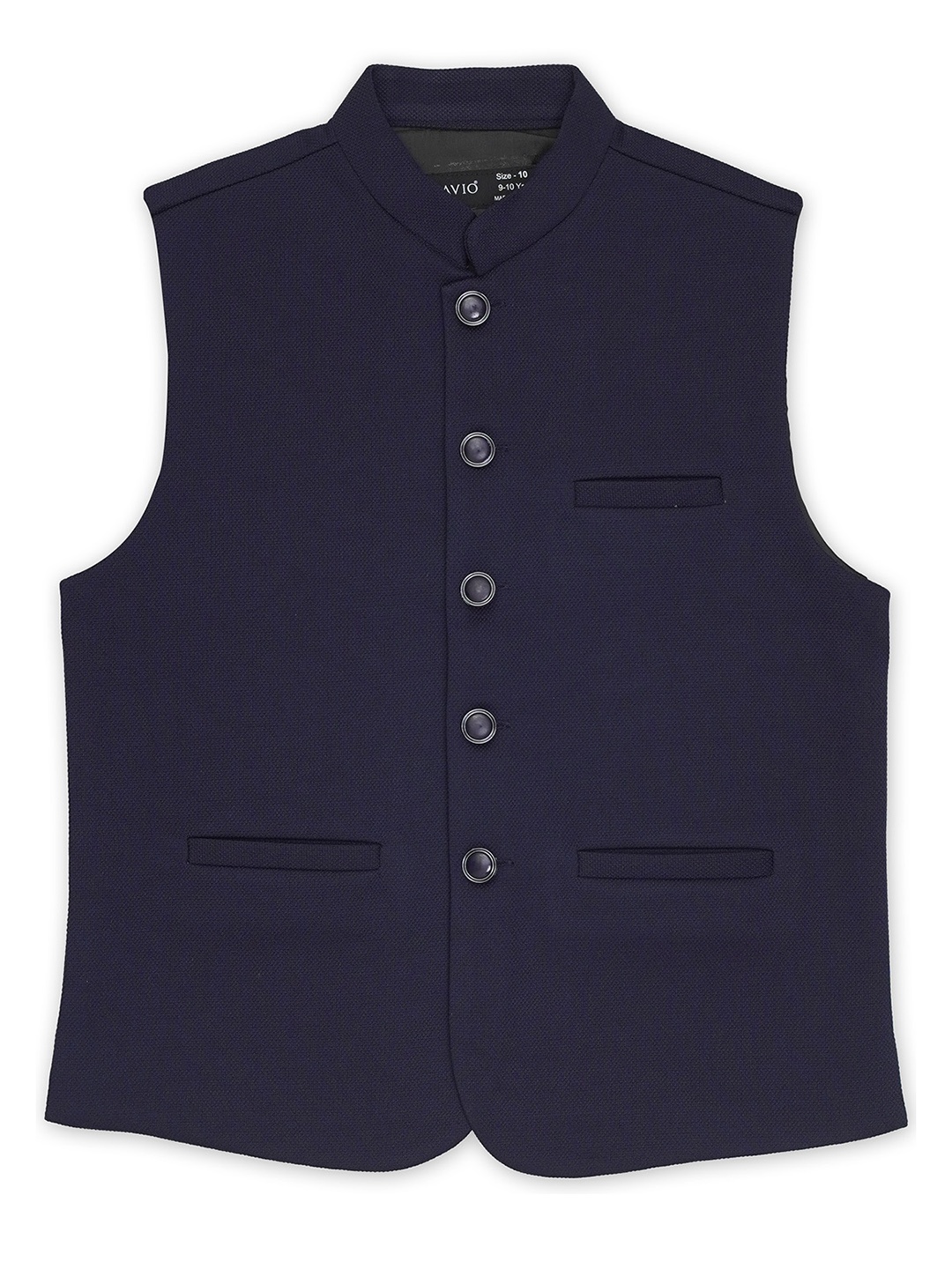 

CAVIO Boys Mandarin Collar Pure Cotton Nehru Jacket, Navy blue
