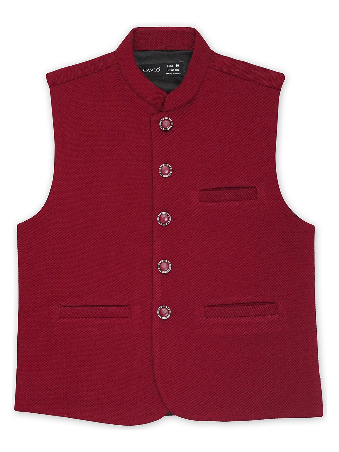 

CAVIO Boys Mandarin Collar Pure Cotton Nehru Jacket, Maroon