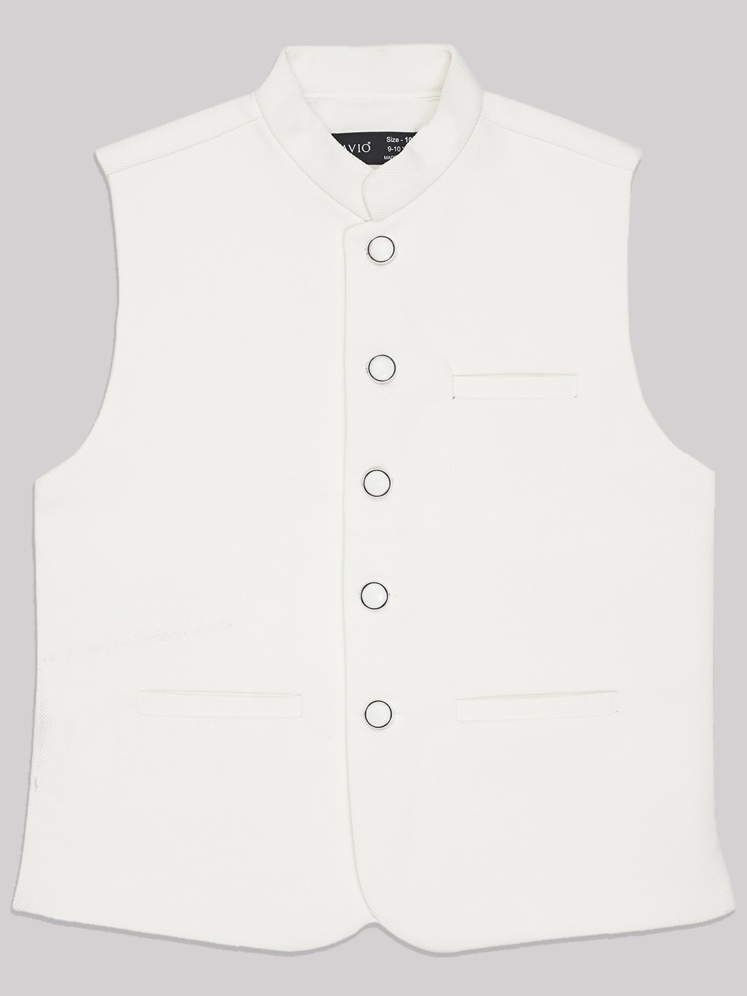 

CAVIO Boys Mandarin Collar Pure Cotton Nehru Jacket, White