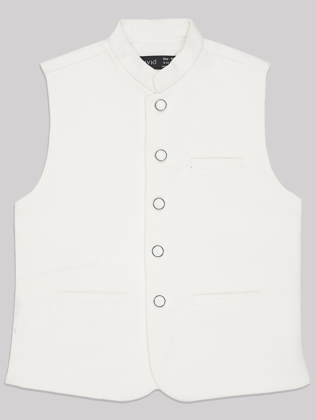 

CAVIO Boys Mandarin Collar Pure Cotton Nehru Jacket, White