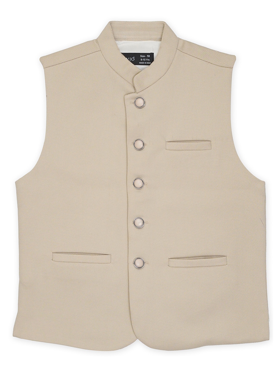 

CAVIO Boys Mandarin Collar Pure Cotton Nehru Jackets, Cream
