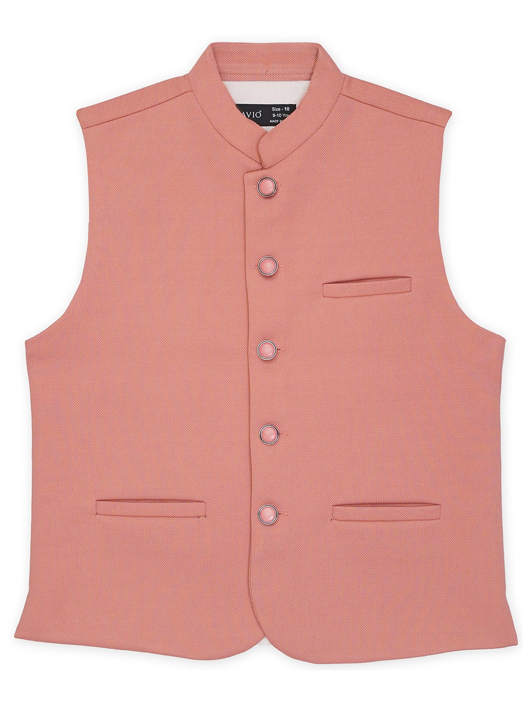 

CAVIO Boys Mandarin Collar Sleeveless Pure Cotton Nehru Jackets, Pink