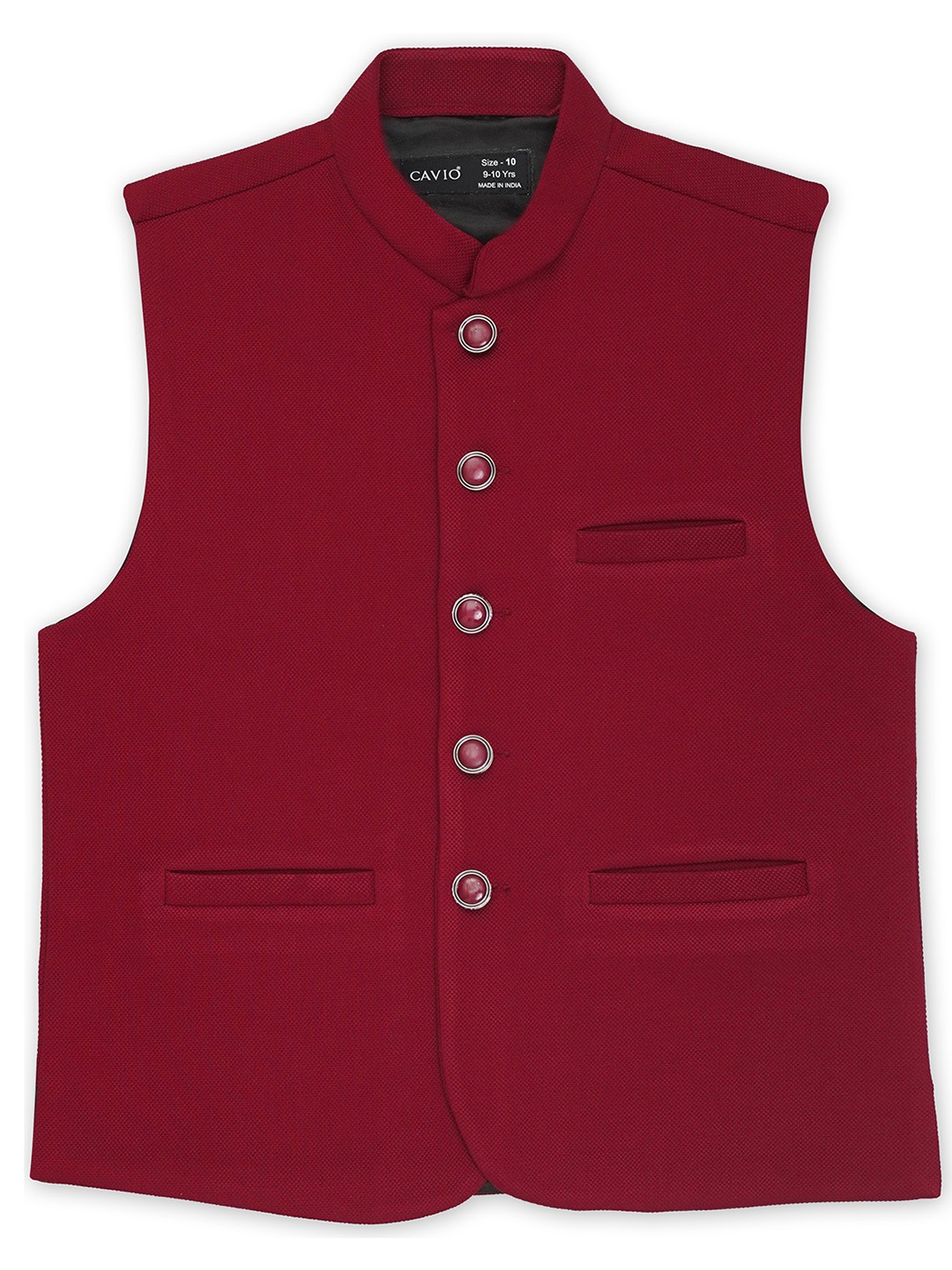 

CAVIO Boys Mandarin Collar Sleeveless Pure Cotton Nehru Jackets, Maroon