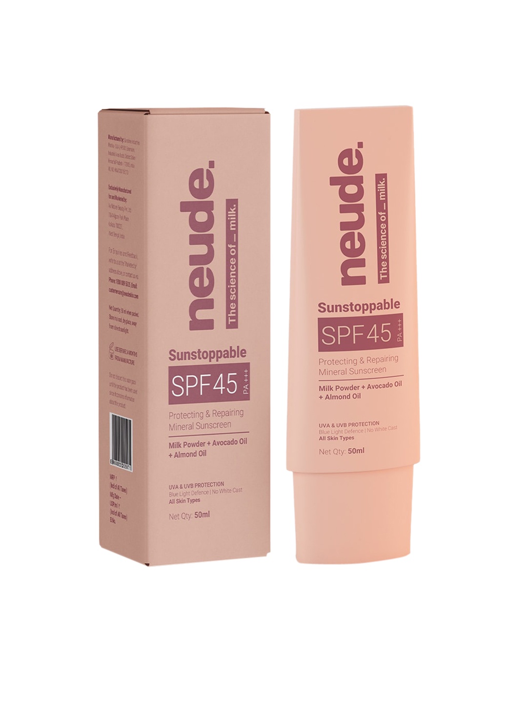 

Neude Skin Sunstoppable Protecting & Repairing Mineral Sunscreen SPF45 PA+++ - 50ml, White