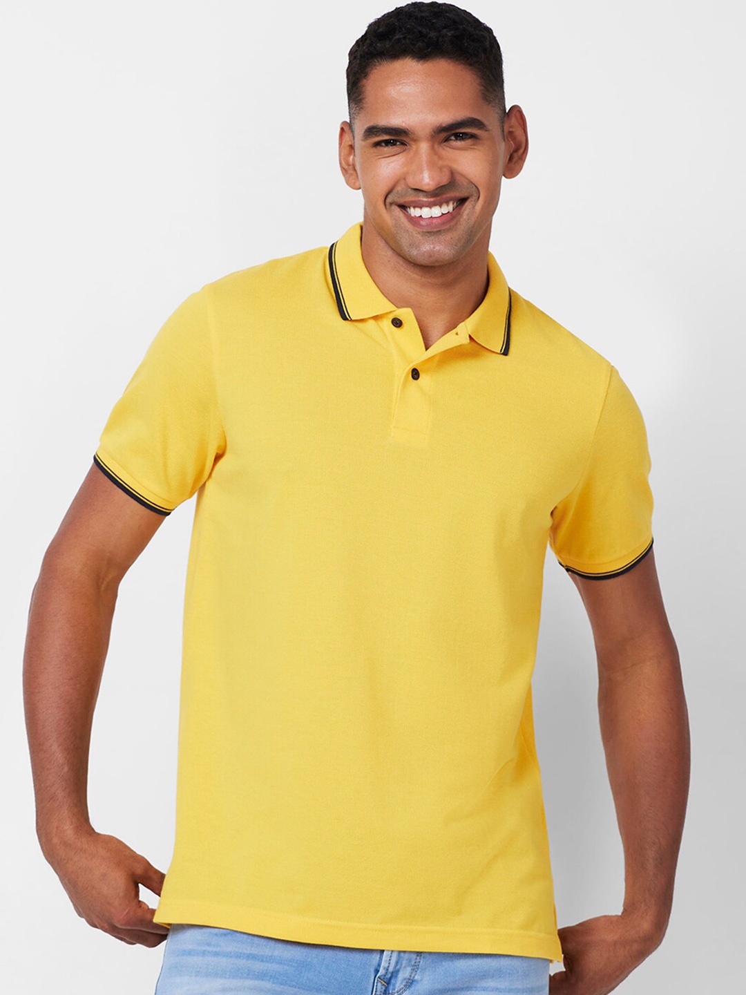 

CELSIUS Polo Collar Cotton T-shirt, Yellow