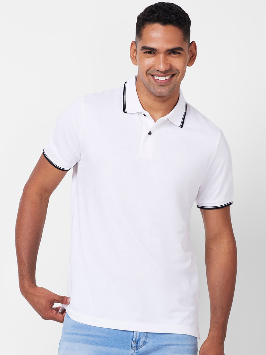 

CELSIUS Polo Collar Cotton T-shirt, White