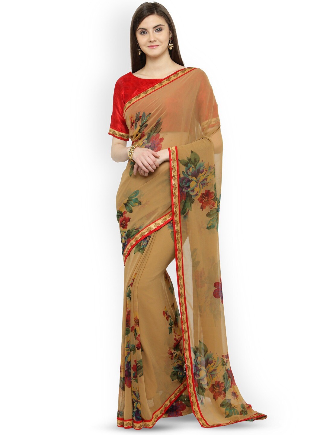 

KALINI Floral Printed Saree, Beige