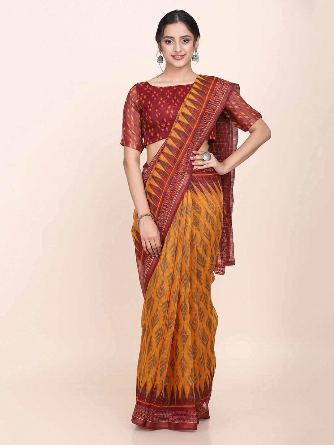 

KALINI Ethnic Motifs Printed Art Silk Saree, Yellow