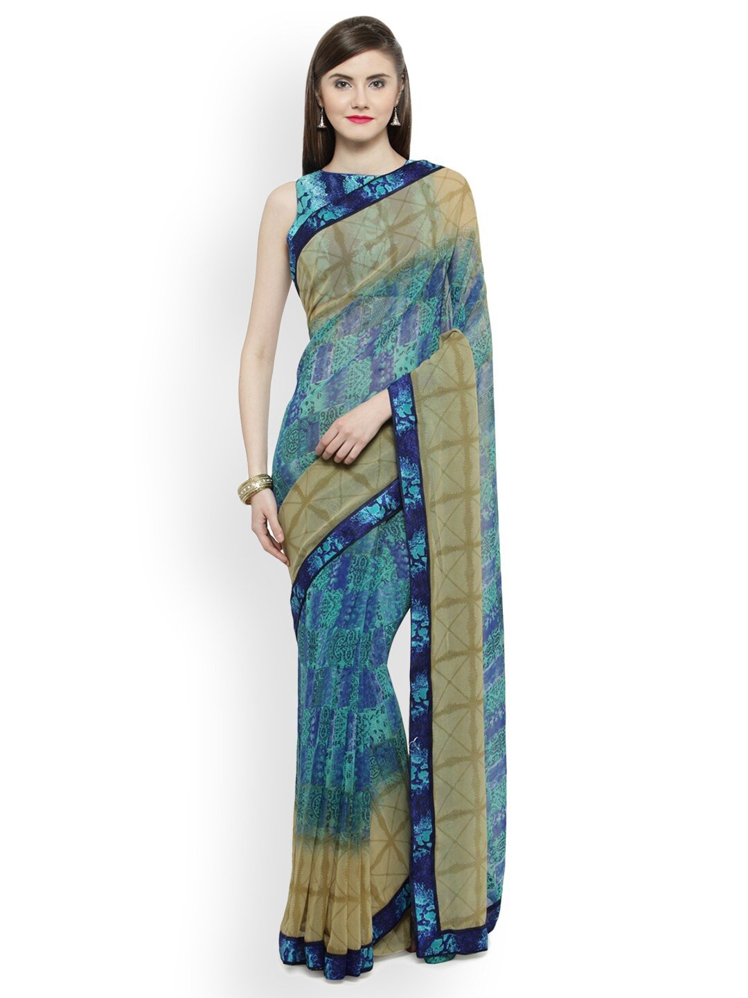 

KALINI Poly Georgette Saree, Blue