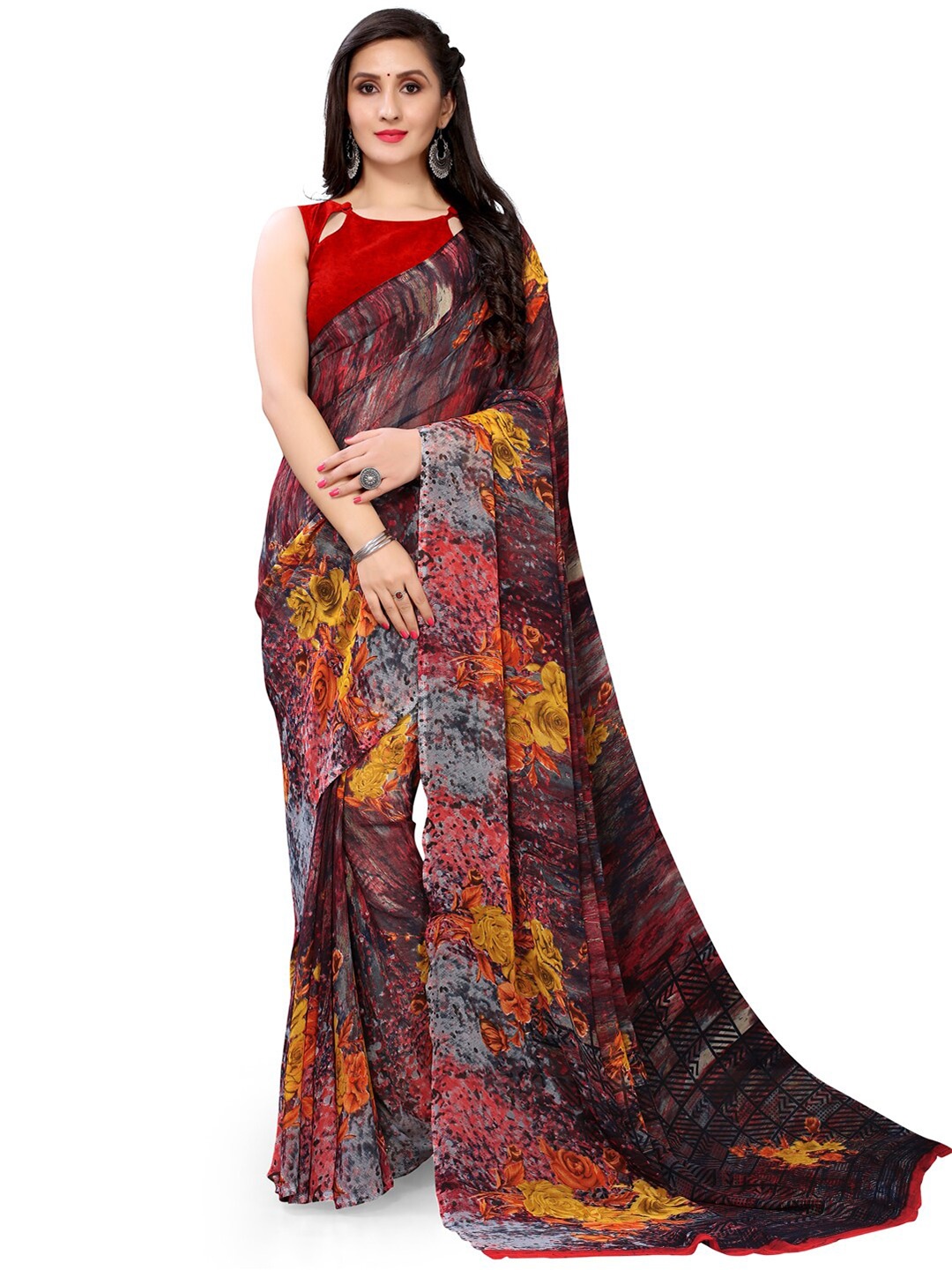 

KALINI Abstract Printed Saree, Grey