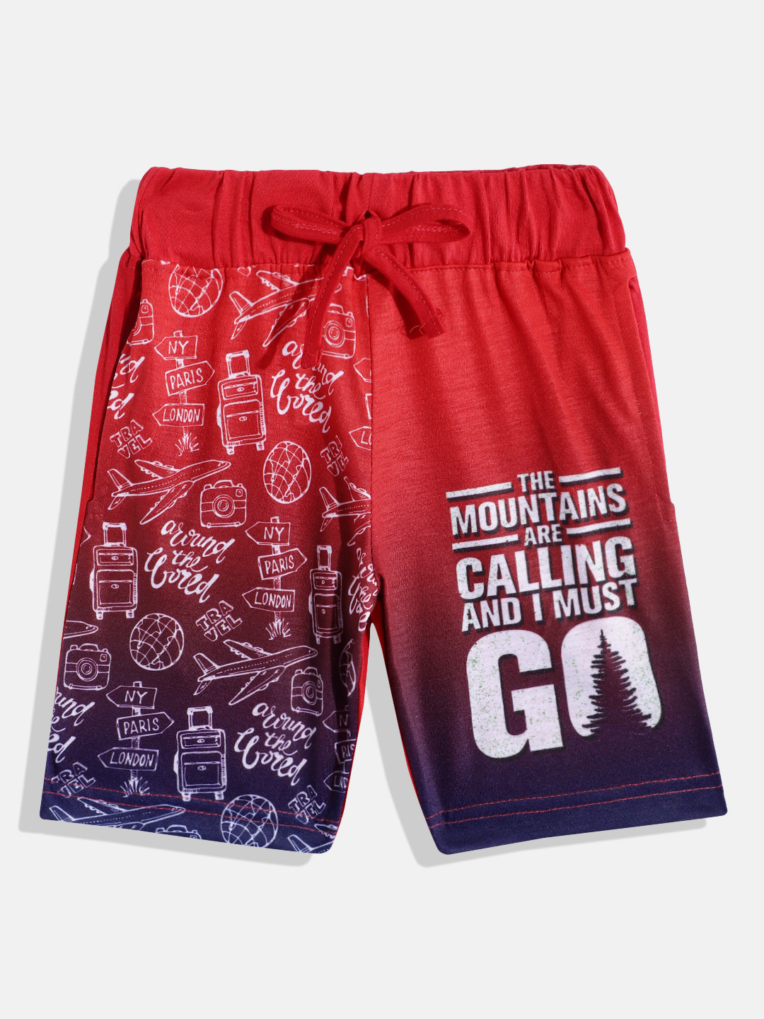 

Eteenz Boys Typography Printed Pure Cotton Shorts, Maroon