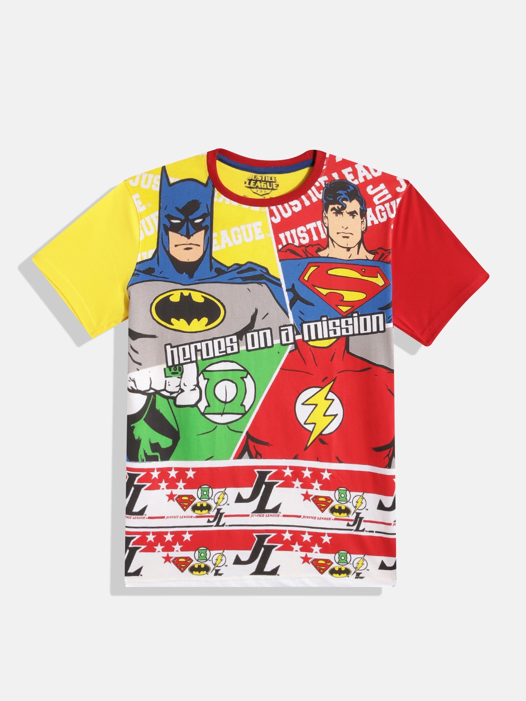 

Eteenz Boys Premium Cotton Justice League Printed T-shirt, Yellow