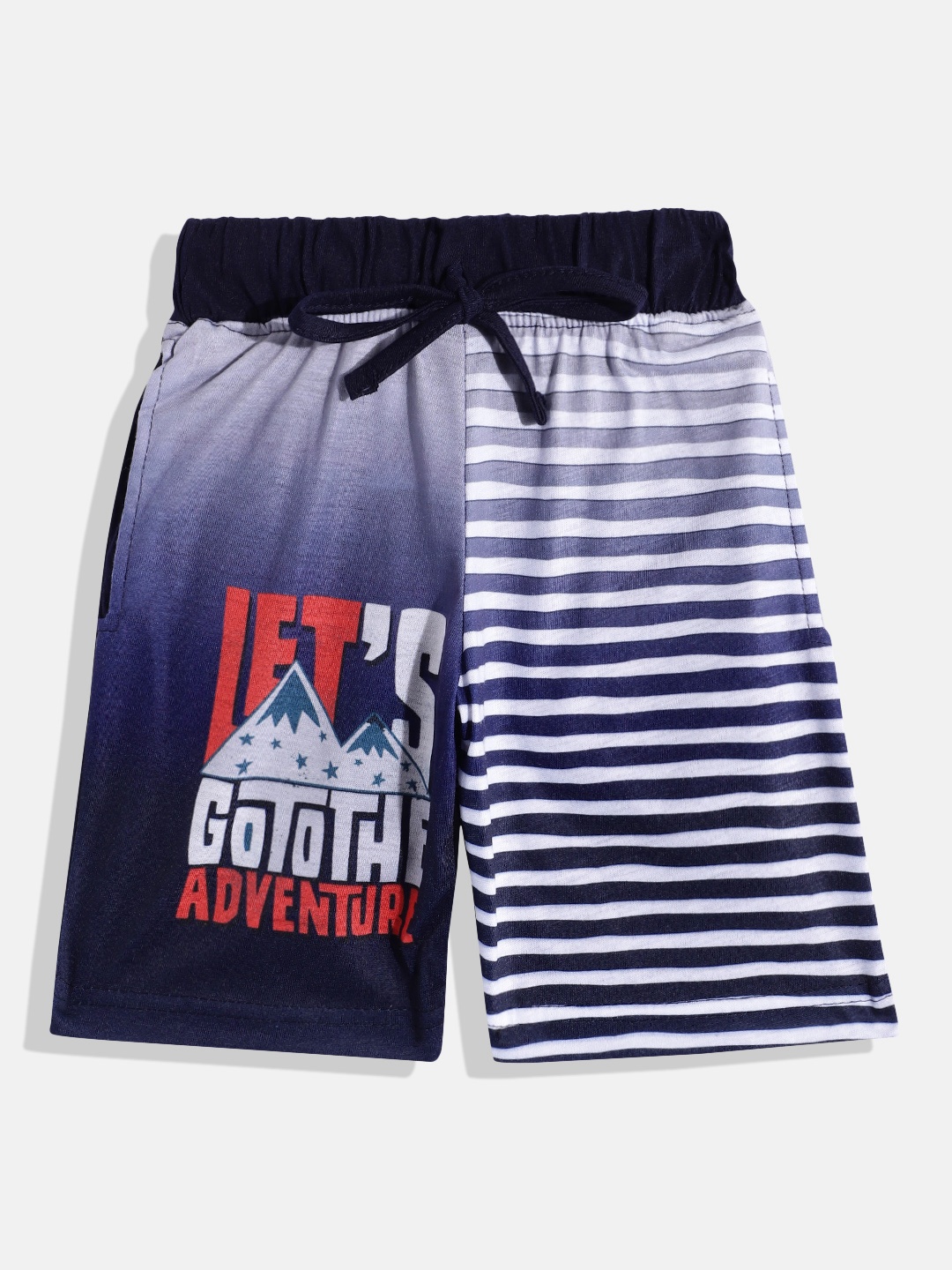 

Eteenz Boys Striped Pure Cotton Shorts, Navy blue