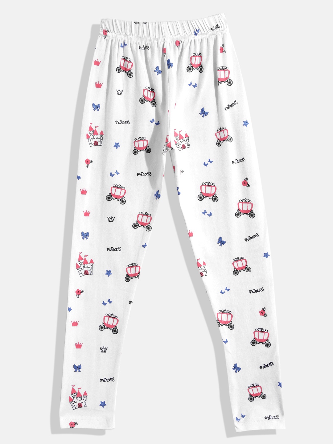 

Eteenz Girls Printed Ankle-Length Pure Cotton Leggings, White