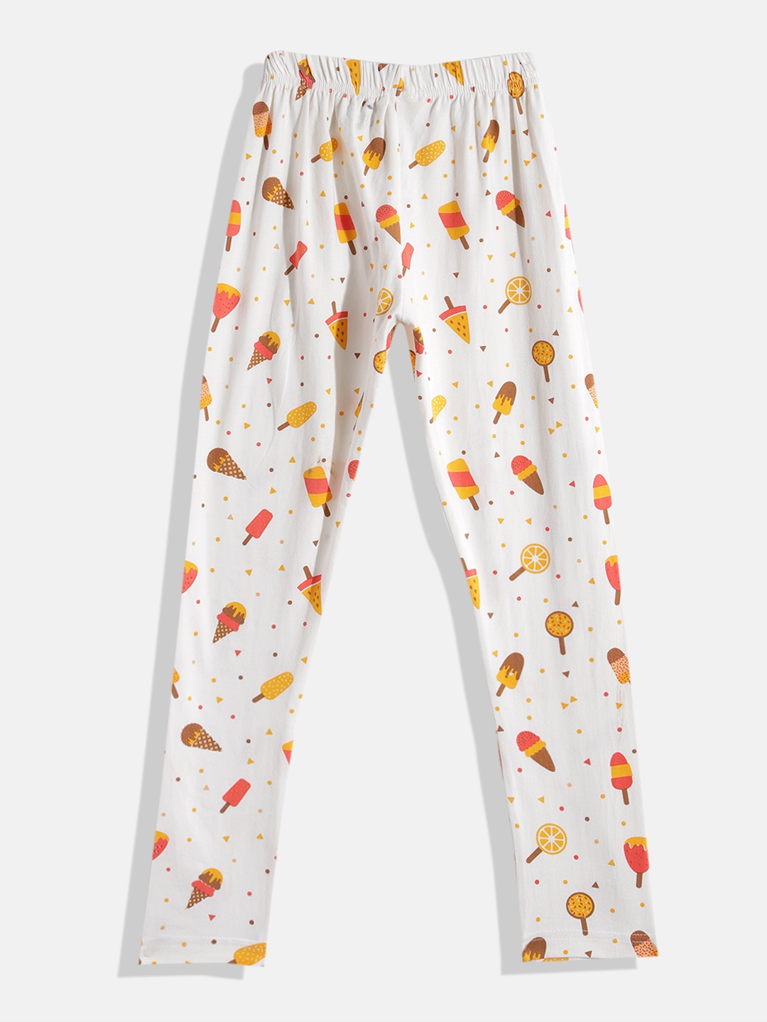 

Eteenz Girls Printed Ankle-Length Pure Cotton Leggings, White