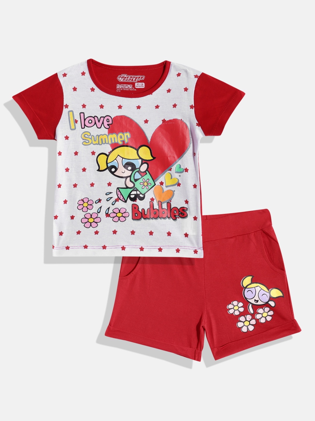 

Eteenz Girls Printed Pure Cotton Clothing Set, White